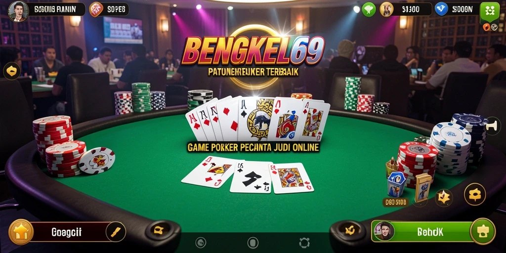 Screenshot gameplay BENGKEL69 menampilkan aksi poker yang mendebarkan.