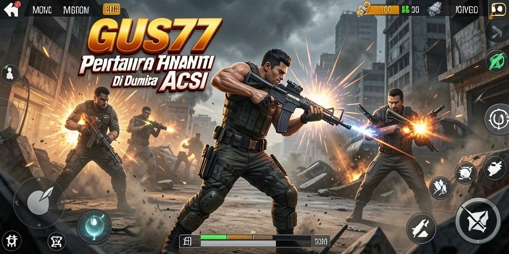 Tangkapan layar menunjukkan aksi seru dalam GUS77 dengan pertarungan intens.