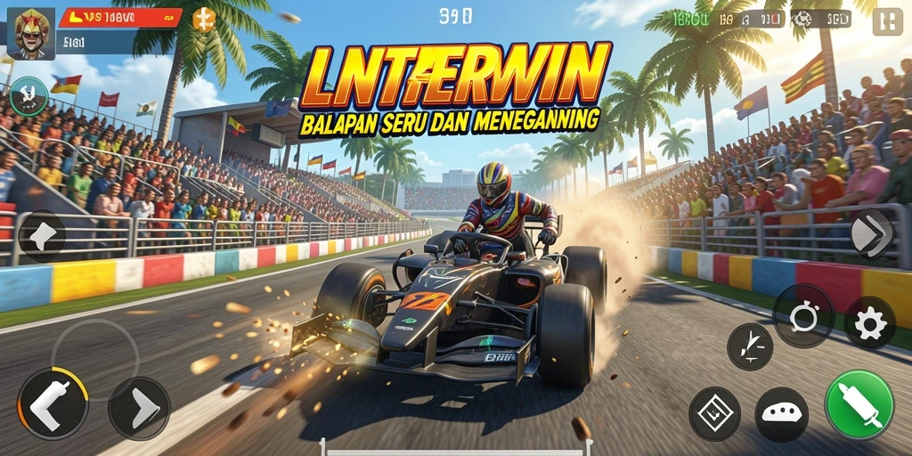 Tampilan gameplay balapan seru LNTERWIN dengan trek yang menantang.