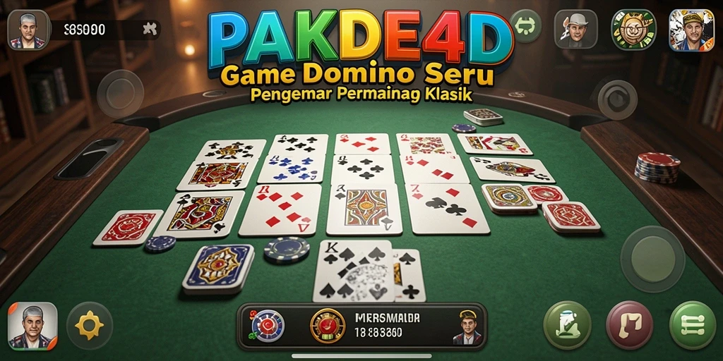 Screenshot gameplay PAKDE4D dengan suasana seru bermain domino.